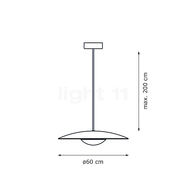 Marset Ginger Suspension LED chêne/blanc - ø60 cm - vue en coupe