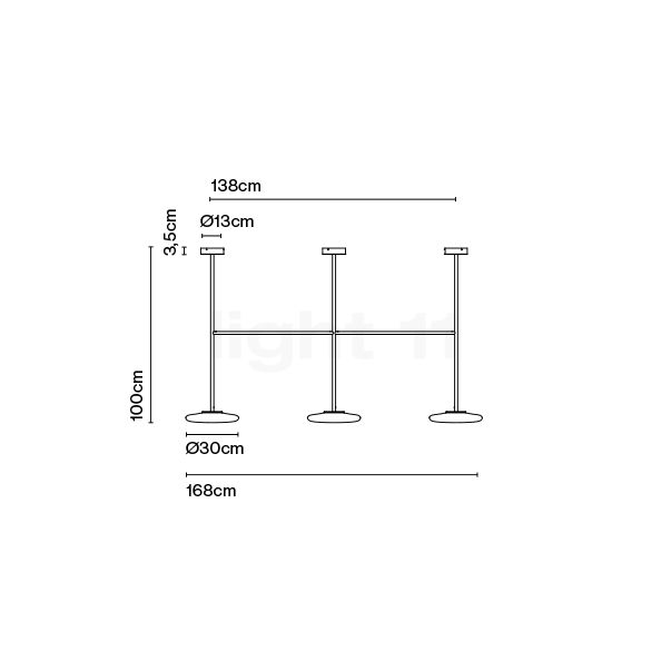 Marset Ihana Pendel LED 3-flammer opal - lysdæmpning - 100 cm skitse