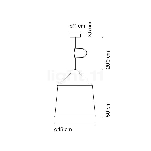 Marset Jaima, lámpara de suspensión LED gris - ø43 cm - alzado con dimensiones