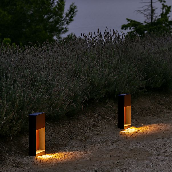 Marset Lab Luce del piedistallo LED grigio grafite/legno Iroko scuro