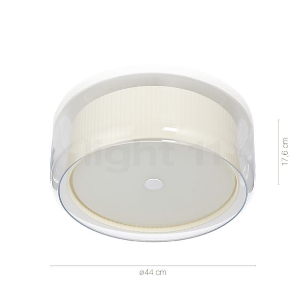 Measurements of the Marset Mercer Ceiling Light pearl white in detail: height, width, depth and diameter of the individual parts.
