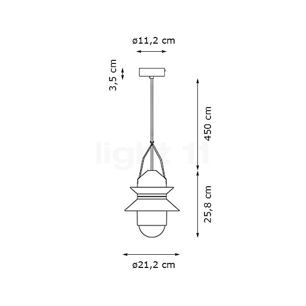 Marset Santorini Outdoor, lámpara de suspensión gris - alzado con dimensiones