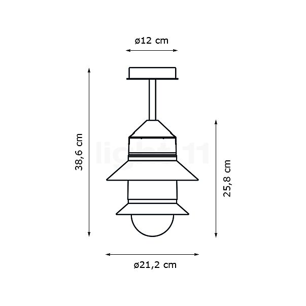 Marset Santorini, lámpara de techo gris - alzado con dimensiones