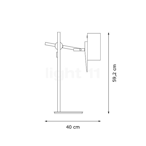 Marset Scantling S, lámpara de sobremesa blanco - alzado con dimensiones