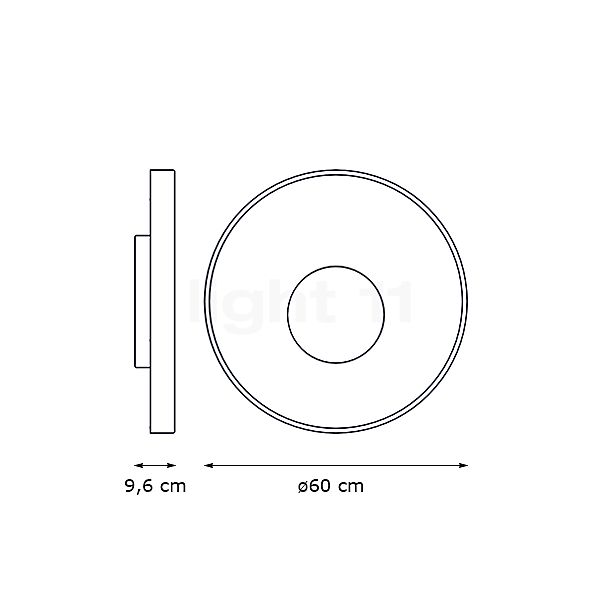 Marset Sun Lampada da soffitto/parete LED grafite - ø60 cm - vista in sezione