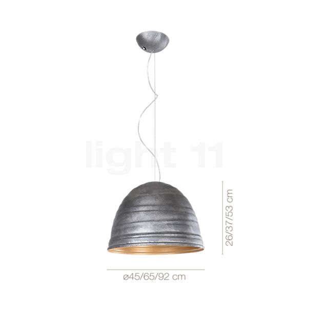 Measurements of the Martinelli Luce Babele Pendant light ø45 cm , Warehouse sale, as new, original packaging in detail: height, width, depth and diameter of the individual parts.