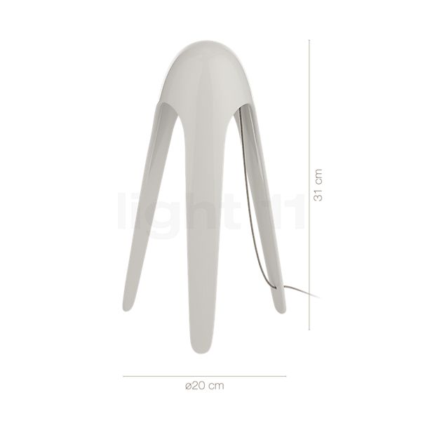 Measurements of the Martinelli Luce Cyborg light grey in detail: height, width, depth and diameter of the individual parts.