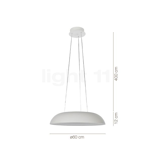 Dimensions du luminaire Martinelli Luce Maggiolone blanc en détail - hauteur, largeur, profondeur et diamètre de chaque composant.