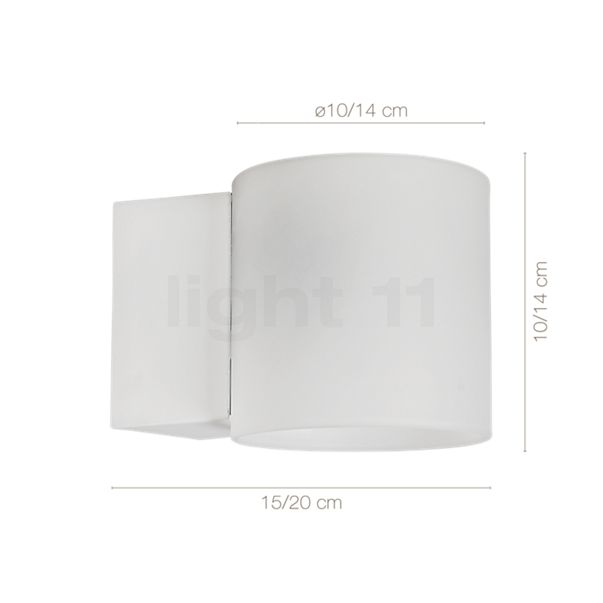 Dimensiones del/de la Martinelli Luce Tube/V, lámpara de pared ø14 cm al detalle: alto, ancho, profundidad y diámetro de cada componente.
