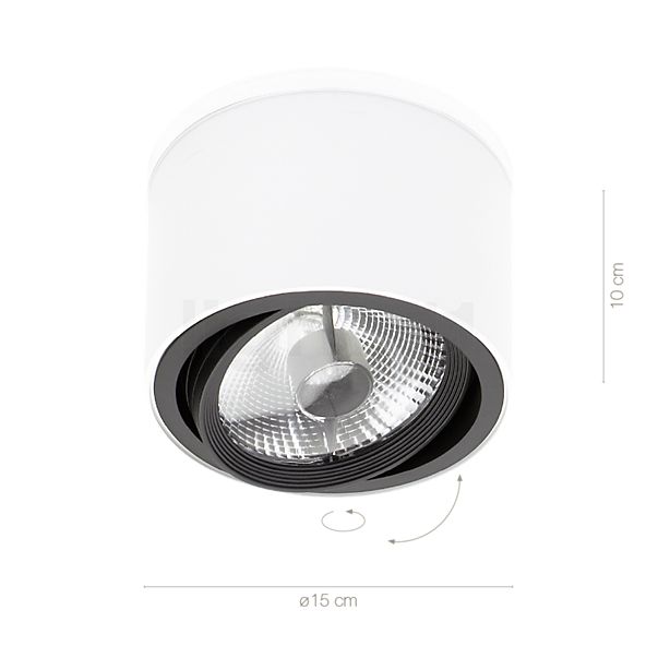 Measurements of the Mawa 111er round Ceiling Light HV black matt in detail: height, width, depth and diameter of the individual parts.