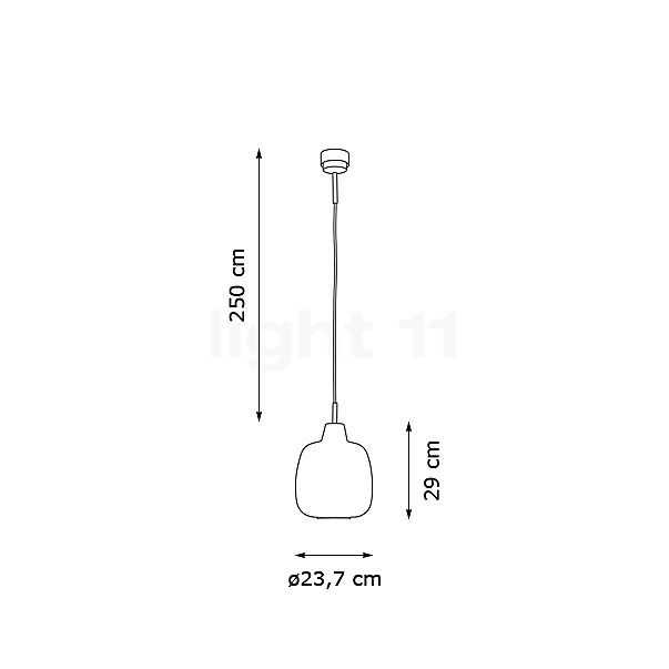 Mawa Gangkofner Bergamo, lámpara de suspensión cristal cable negro/latón - alzado con dimensiones