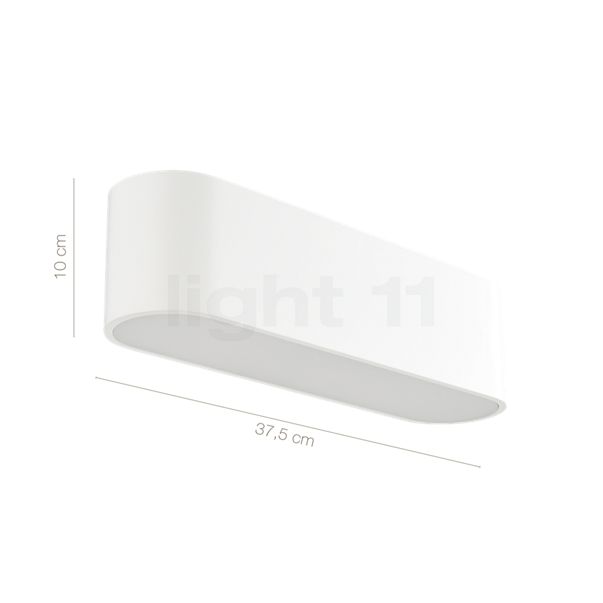 Dimensions du luminaire Mawa Oval Office 4 Applique LED blanc mat - 2.700 K en détail - hauteur, largeur, profondeur et diamètre de chaque composant.