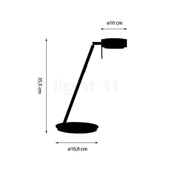 Mawa Pure Lampe de table LED noir - 35,5 cm - vue en coupe