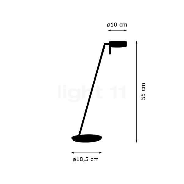 Mawa Pure, lámpara de sobremesa LED gris basalto - 55 cm - alzado con dimensiones