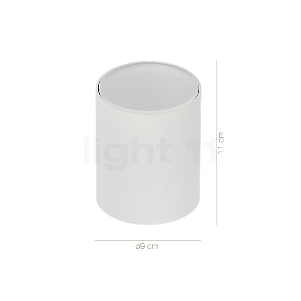 Dimensions du luminaire Mawa Warnemünde Applique/Plafonnier LED blanc mat en détail - hauteur, largeur, profondeur et diamètre de chaque composant.