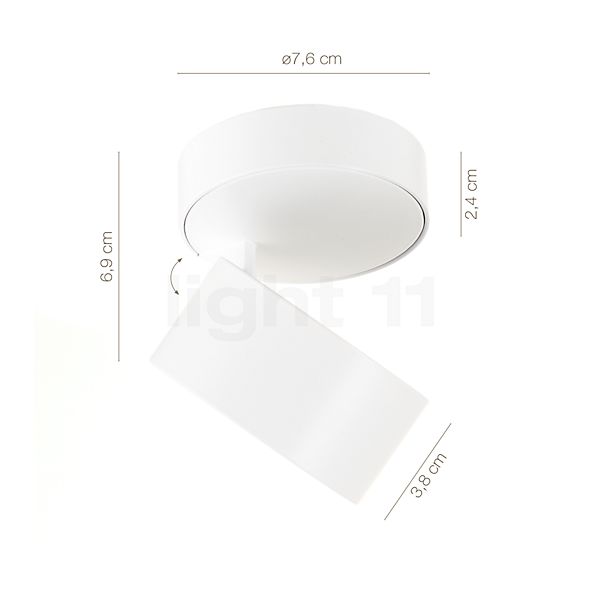 Measurements of the Mawa Wittenberg 4.0 Ceiling Light round LED black matt - without Ballasts , discontinued product in detail: height, width, depth and diameter of the individual parts.