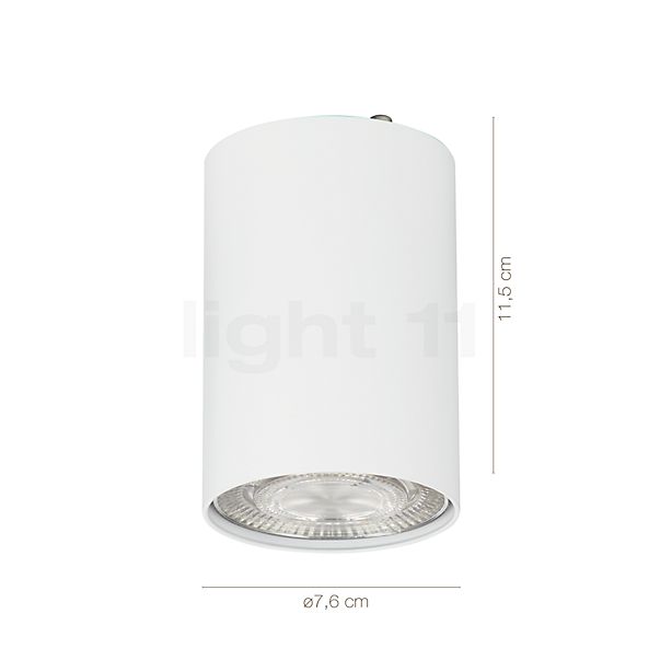 Die Abmessungen der Mawa Wittenberg 4.0 Deckenleuchte LED Downlight weiß matt - ra 95 im Detail: Höhe, Breite, Tiefe und Durchmesser der einzelnen Bestandteile.