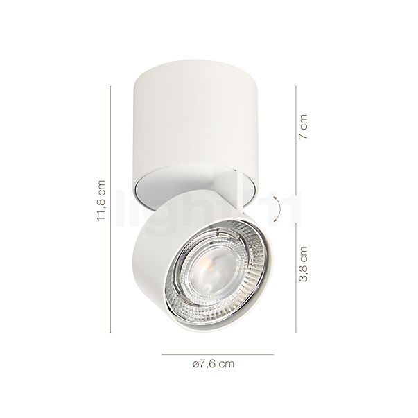 De afmetingen van de Mawa Wittenberg 4.0 Fernrohr Plafondlamp LED wit mat - ra 92 , uitloopartikelen in detail: hoogte, breedte, diepte en diameter van de afzonderlijke onderdelen.