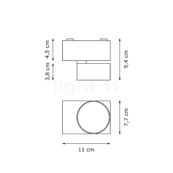 Mawa Wittenberg 4.0 Plafonnier LED asymétrique blanc mat - 38° - vue en coupe