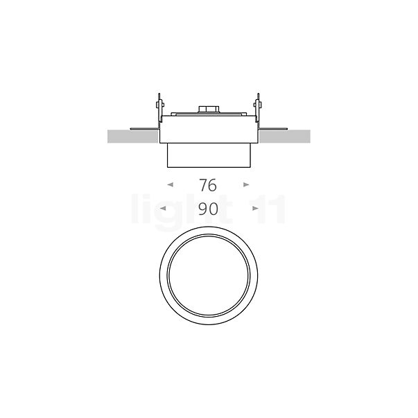 Mawa Wittenberg 4.0 Plafonnier encastré ronde semi-encastré LED chrome brillant - incl. ballasts - vue en coupe