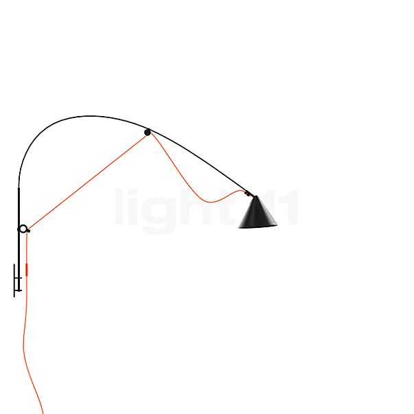 Midgard Ayno Wall Light LED L - black/cable orange - 2,700 K