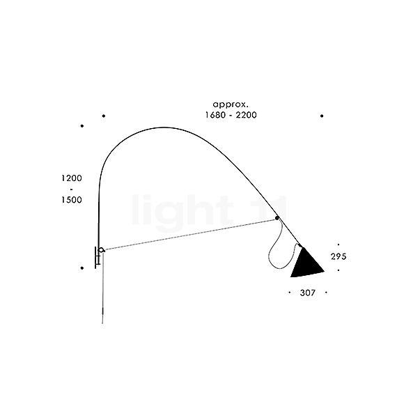 Midgard Ayno Wandleuchte LED XL - grau/Kabel grau - 2.700 K Skizze