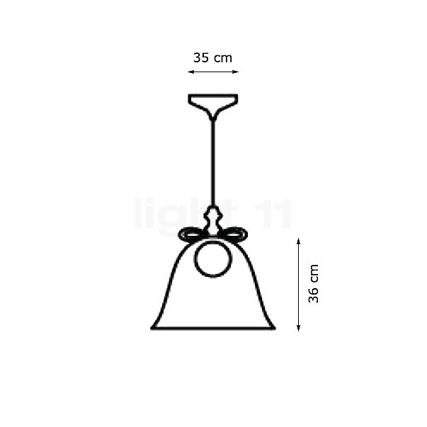 Moooi Bell Lamp, lámpara de suspensión dorado/ahumado - 36 cm - alzado con dimensiones