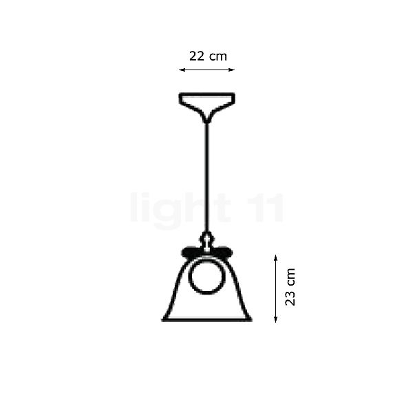 Moooi Bell Lamp, lámpara de suspensión dorado/transparente - 23 cm - alzado con dimensiones