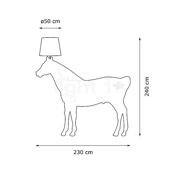 Moooi Horse Lamp negro - alzado con dimensiones