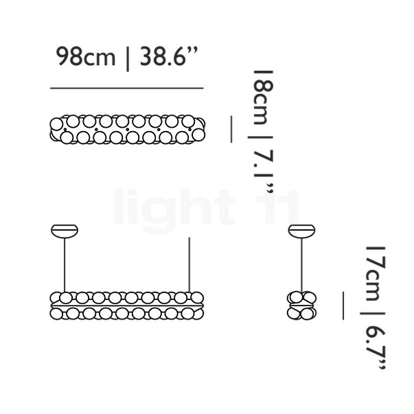 Moooi Prop Light, lámpara de suspensión LED 2.000 K - double - up&down - alzado con dimensiones