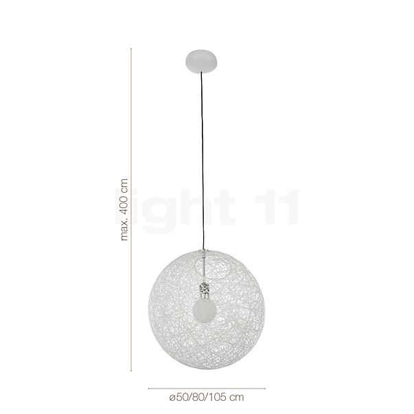 Dati tecnici del/della Moooi Random Light Lampada a sospensione bianco, ø80 cm in dettaglio: altezza, larghezza, profondità e diametro dei singoli componenti.