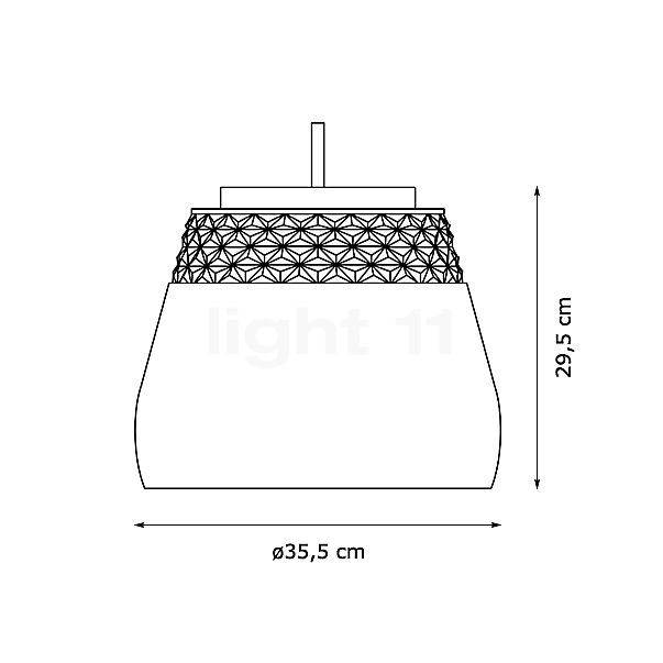 Moooi Valentine, lámpara de suspensión negro - alzado con dimensiones