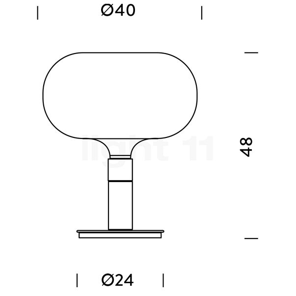 Nemo Albini AM1N, lámpara de sobremesa cromo/vidrio - alzado con dimensiones