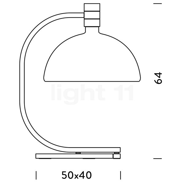 Nemo Albini AS1C, lámpara de sobremesa cromo - alzado con dimensiones