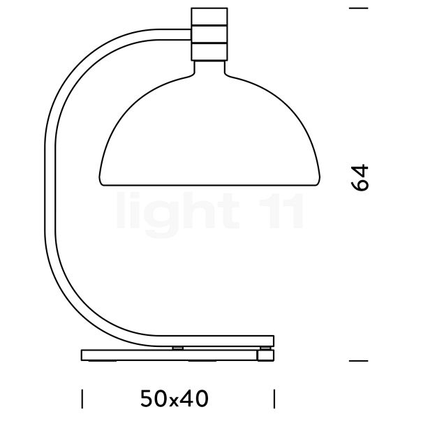 Nemo Albini AS1C, lámpara de sobremesa negro - alzado con dimensiones