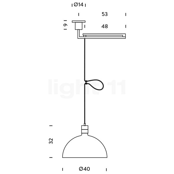 Nemo Albini AS41C, lámpara de suspensión cromo/vidrio - alzado con dimensiones