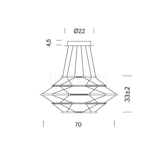 Nemo Drop Hanglamp LED 5-lichts zilver schets