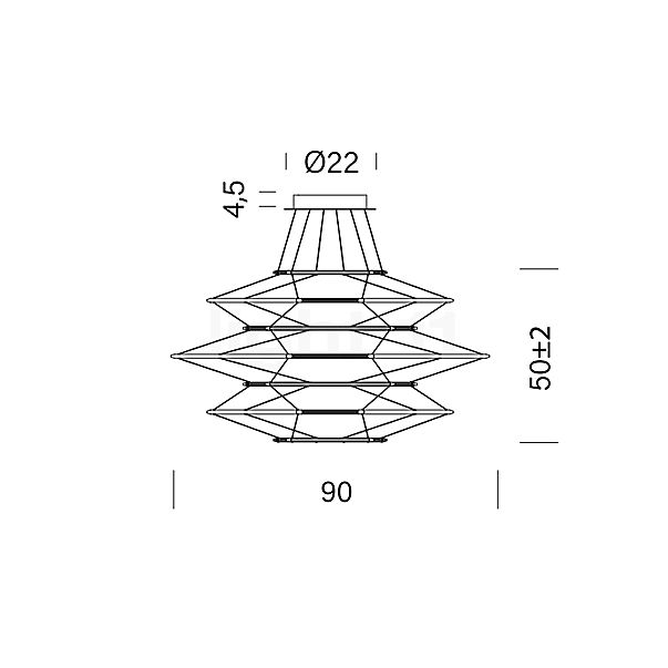 Nemo Drop Hanglamp LED 7-lichts zilver schets