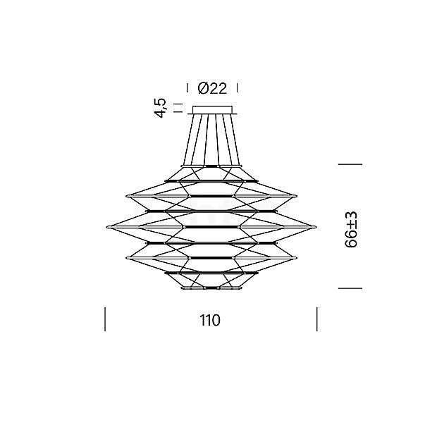 Nemo Drop Hanglamp LED 9-lichts zilver schets