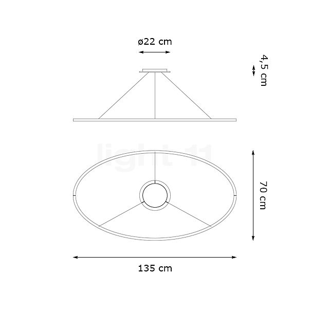 Nemo Ellisse Pendant Light LED vergoldet - downlight - 135 cm sketch