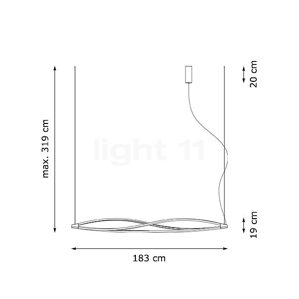 Nemo In the Wind Pendant Light Horizontal titanium, 2,700 K sketch