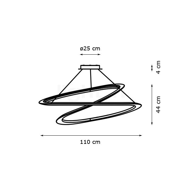 Nemo Kepler Suspension LED doré - 110 cm - uplight - vue en coupe