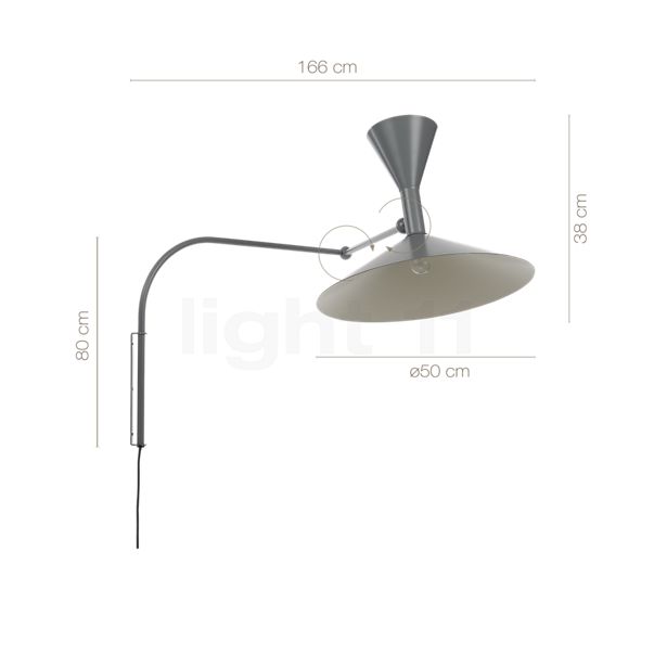 Measurements of the Nemo Lampe de Marseille grau - 50 cm in detail: height, width, depth and diameter of the individual parts.