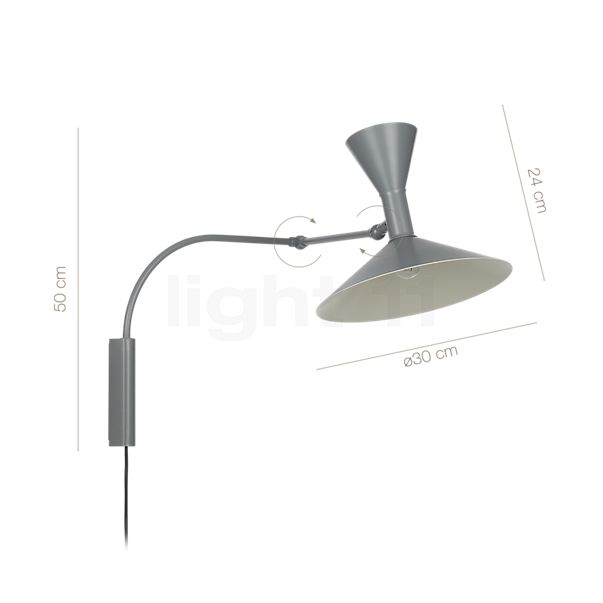 Measurements of the Nemo Lampe de Marseille grey - 30 cm in detail: height, width, depth and diameter of the individual parts.