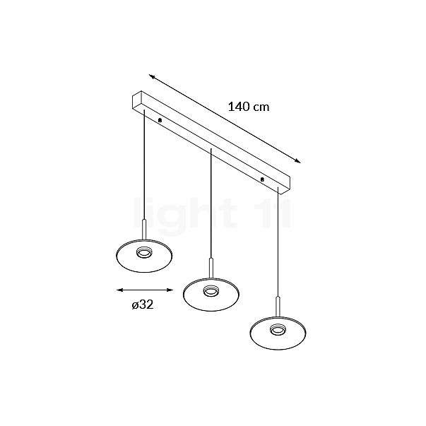 Neuhaus PURE® by Paul Neuhaus Moon Hanglamp LED 3-lichts 140 cm schets