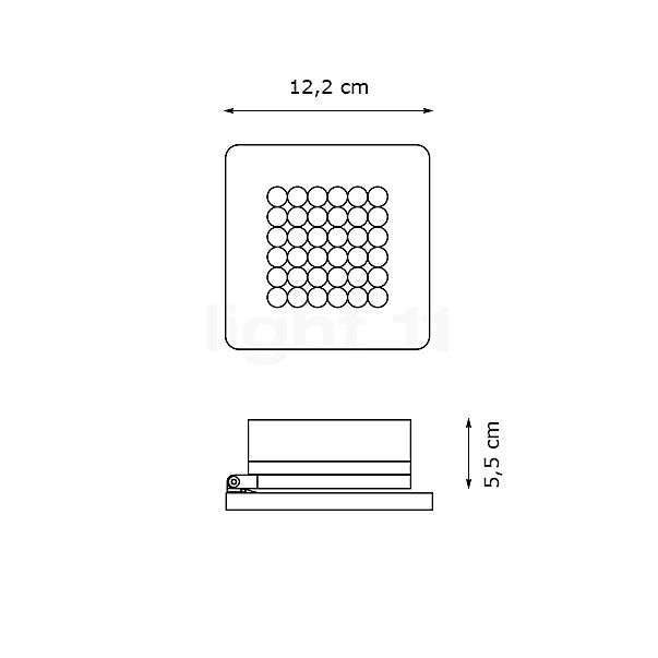 Nimbus Modul Q Plafonnier LED 12,2 cm - argenté anodisé - 2.700 K - incl. ballasts - pivotement - vue en coupe