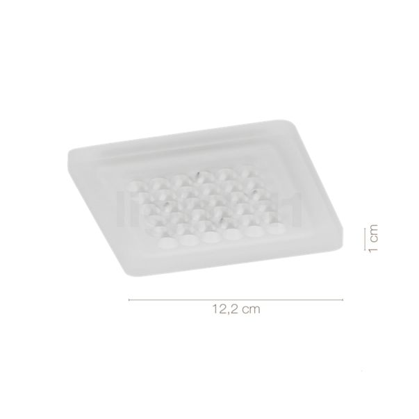 Dimensiones del/de la Nimbus Modul Q, lámpara de techo LED 12,2 cm - opalino - 2.700 K - sin balastos - fijo al detalle: alto, ancho, profundidad y diámetro de cada componente.