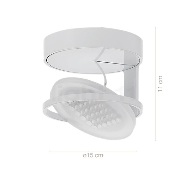 Dimensions du luminaire Nimbus Rim R Plafonnier LED doré - 15 cm en détail - hauteur, largeur, profondeur et diamètre de chaque composant.