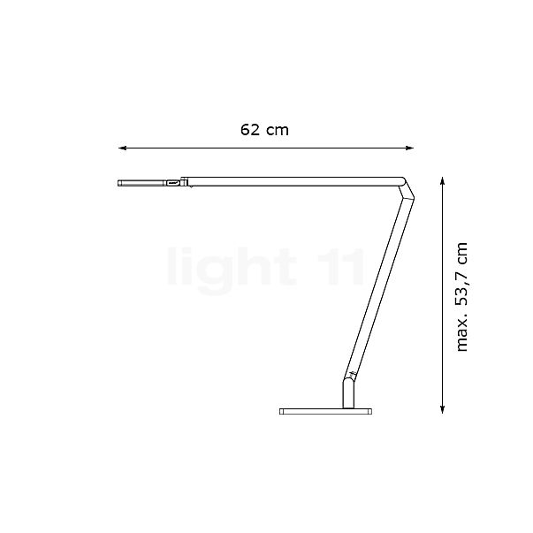 Nimbus Roxxane Home Lampe de table avec pied argent anodisé, 2.700 K - vue en coupe