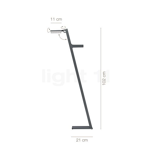 Dimensions du luminaire Nimbus Roxxane Leggera 101 CL foncé bronze - avec Magnetic Dock en détail - hauteur, largeur, profondeur et diamètre de chaque composant.